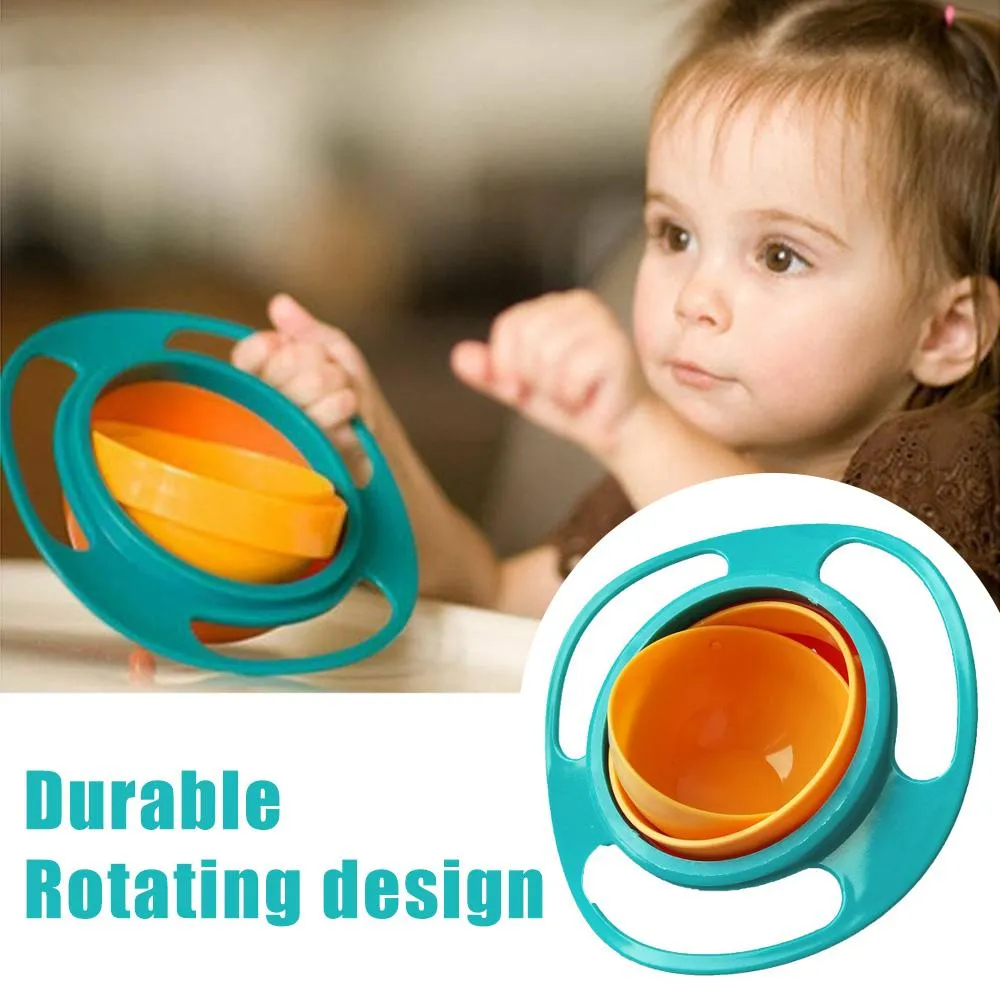 0617 Portable Non Spill Feeding Toddler Gyro Bowl 360 Degree Rotating Dish