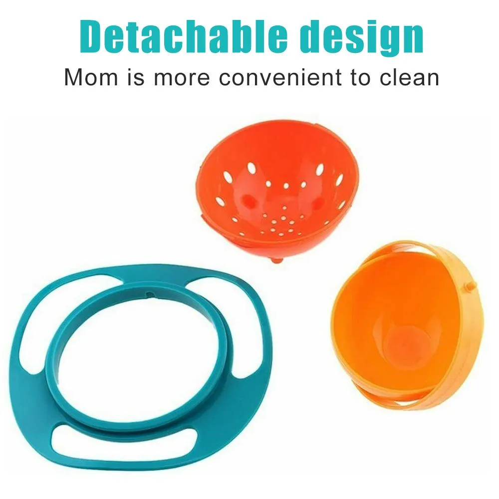 0617 Portable Non Spill Feeding Toddler Gyro Bowl 360 Degree Rotating Dish