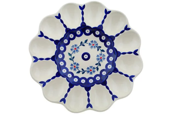 10" Egg Plate - Peacock Forget-Me-Not