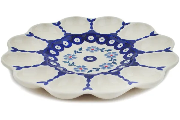 10" Egg Plate - Peacock Forget-Me-Not