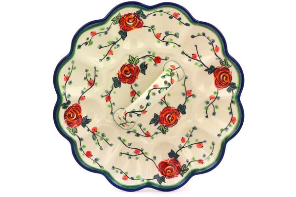 10" Egg Plate - Polish Roses