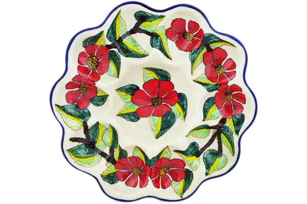 11" Egg Plate - Poinsettia Paradise