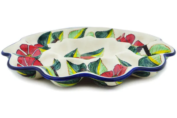 11" Egg Plate - Poinsettia Paradise