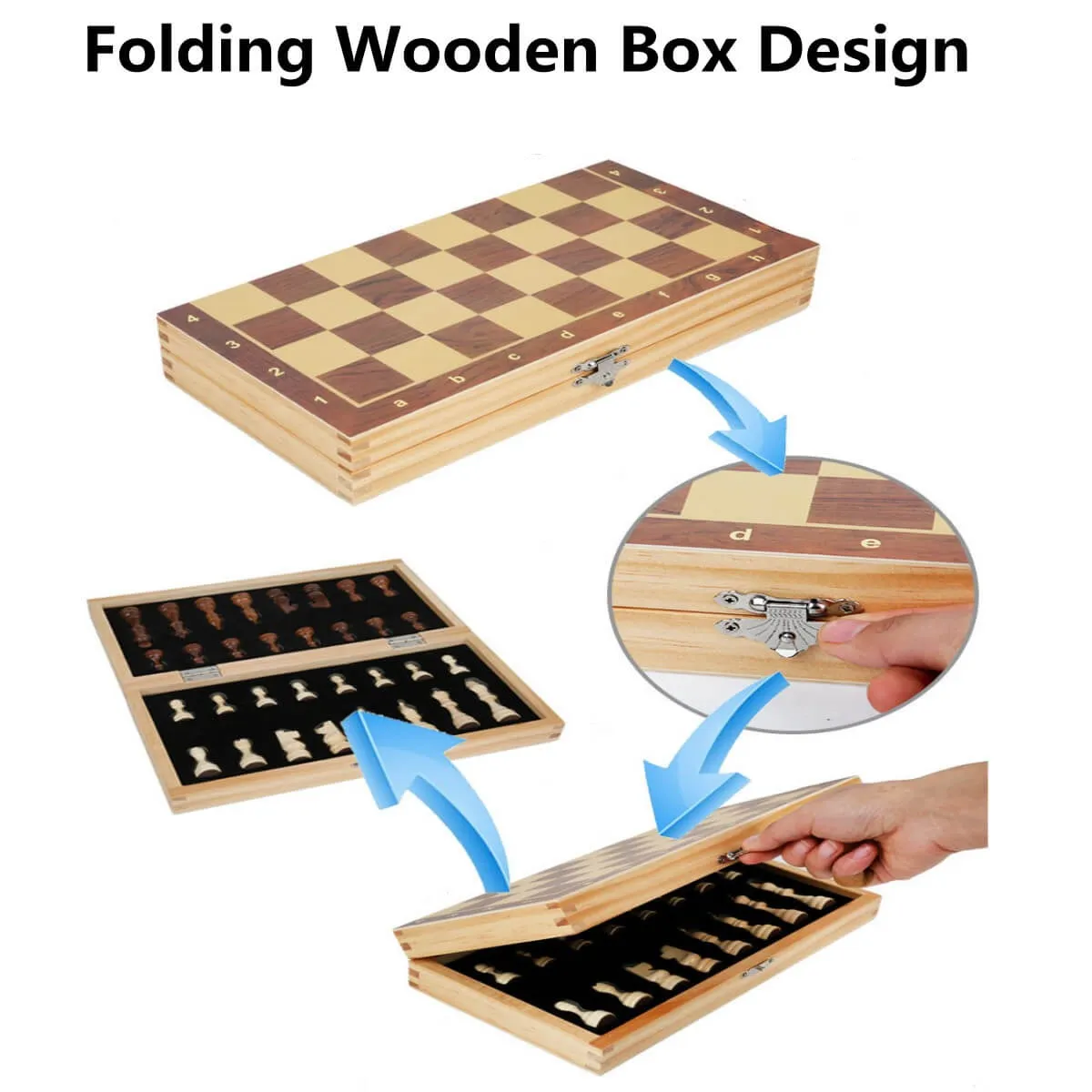 40cm Large Wooden Folding Chessboard Set