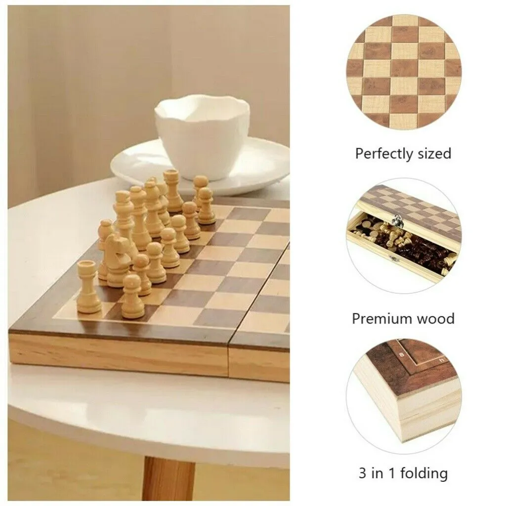 40cm Large Wooden Folding Chessboard Set