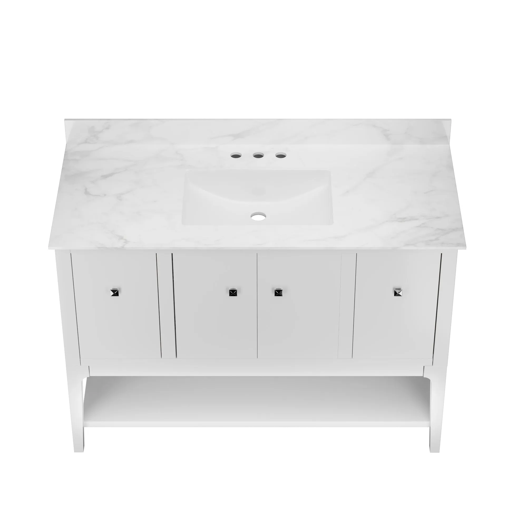 48" / 60" Pre-assembled Bathroom Vanity, with Soft Closing and Splash Guard, White.