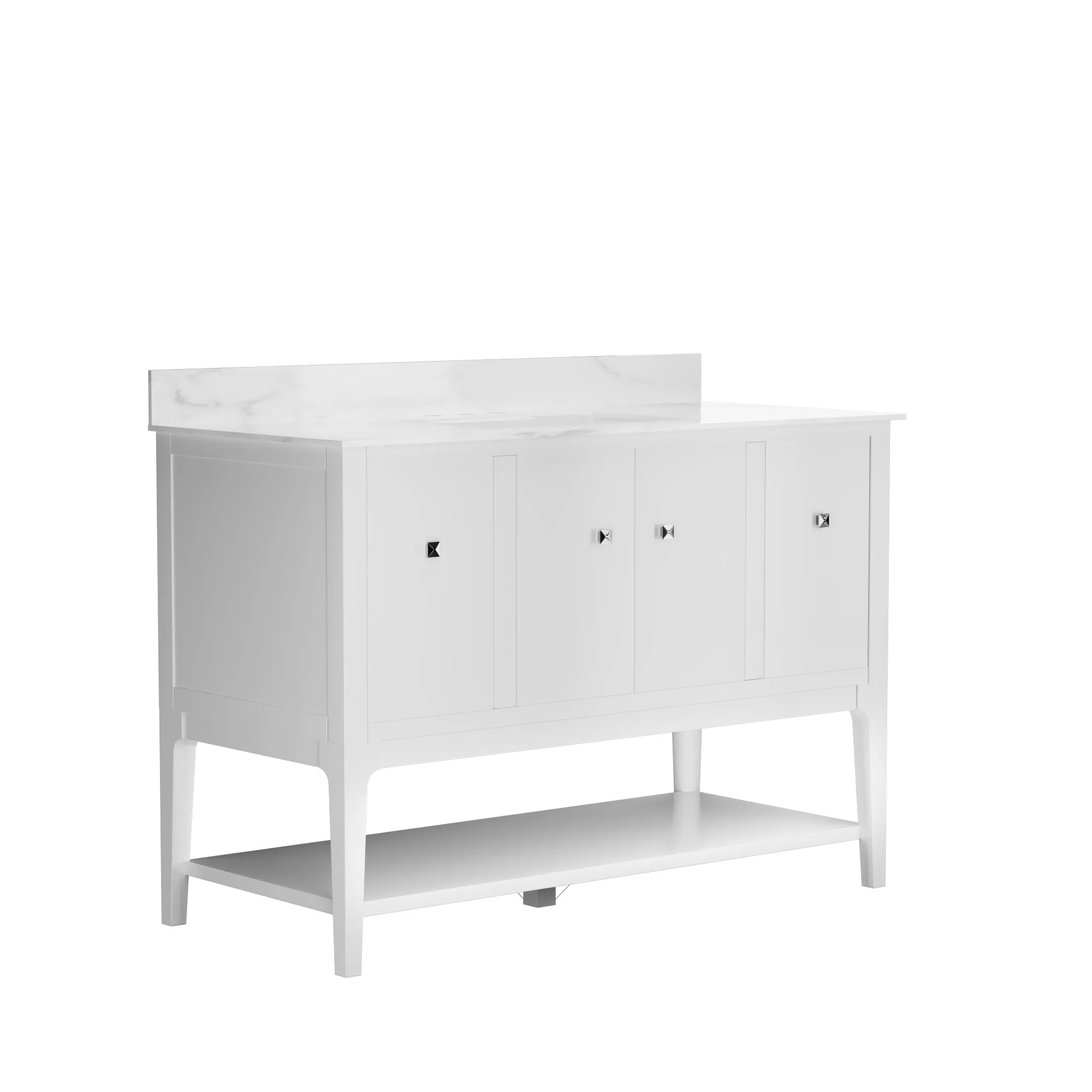 48" / 60" Pre-assembled Bathroom Vanity, with Soft Closing and Splash Guard, White.