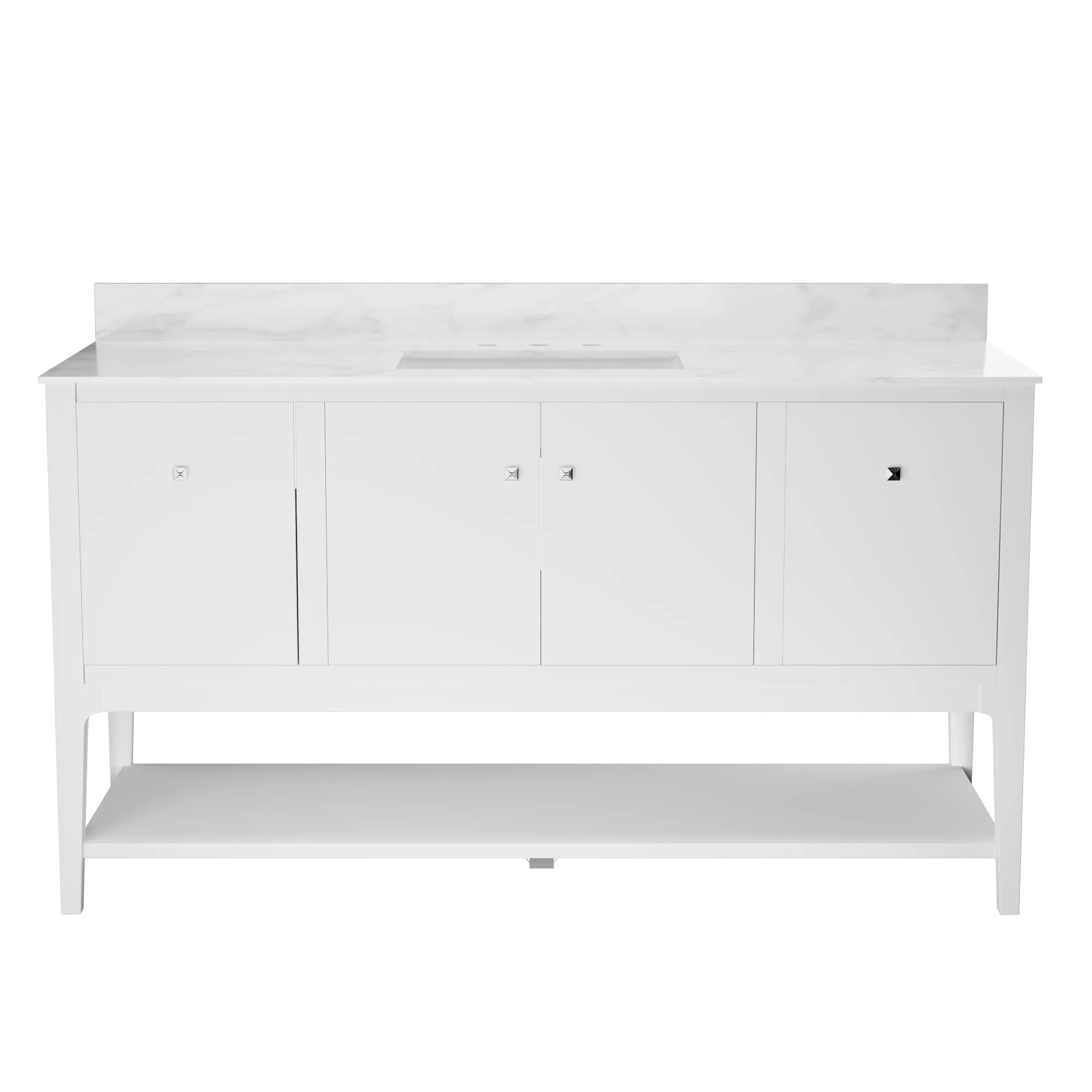 48" / 60" Pre-assembled Bathroom Vanity, with Soft Closing and Splash Guard, White.