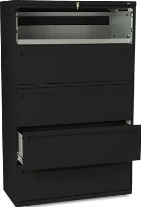 700 Series Five-Drawer Lateral File W/Roll-Out & Posting Shelves 42W Black