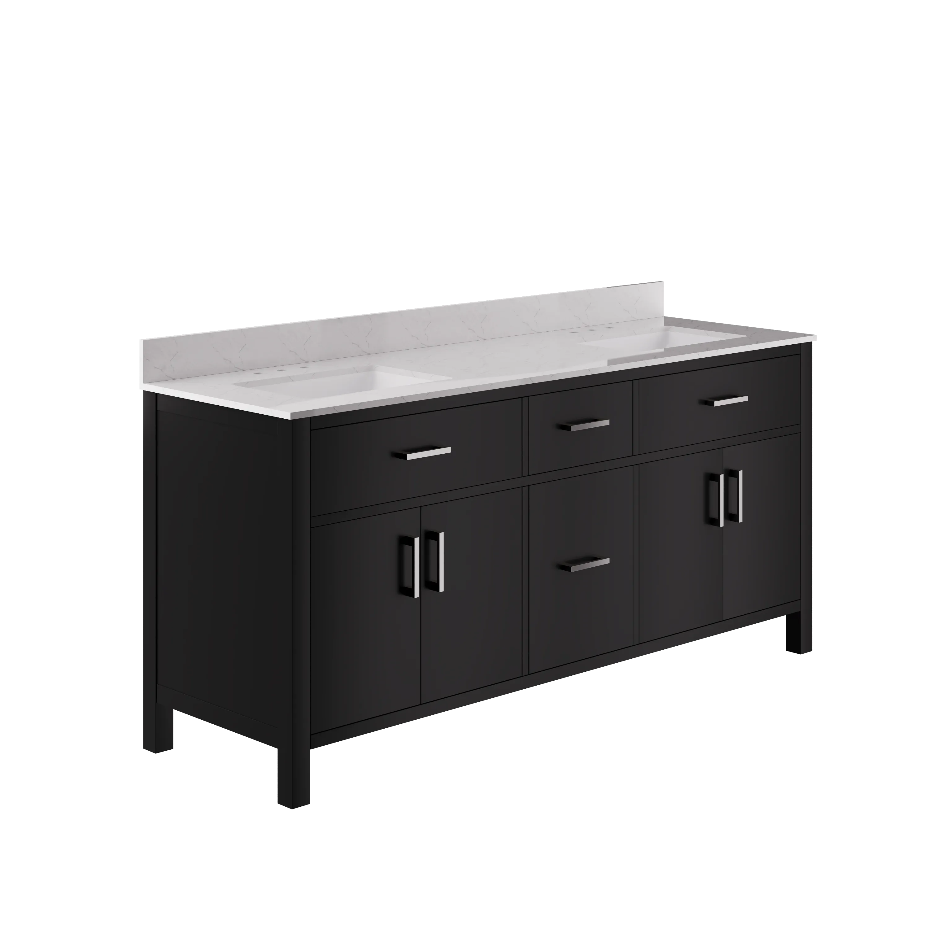 72" Pre-assembled Bathroom Vanity, with Soft Closing and Splash Guard, Natural Black.