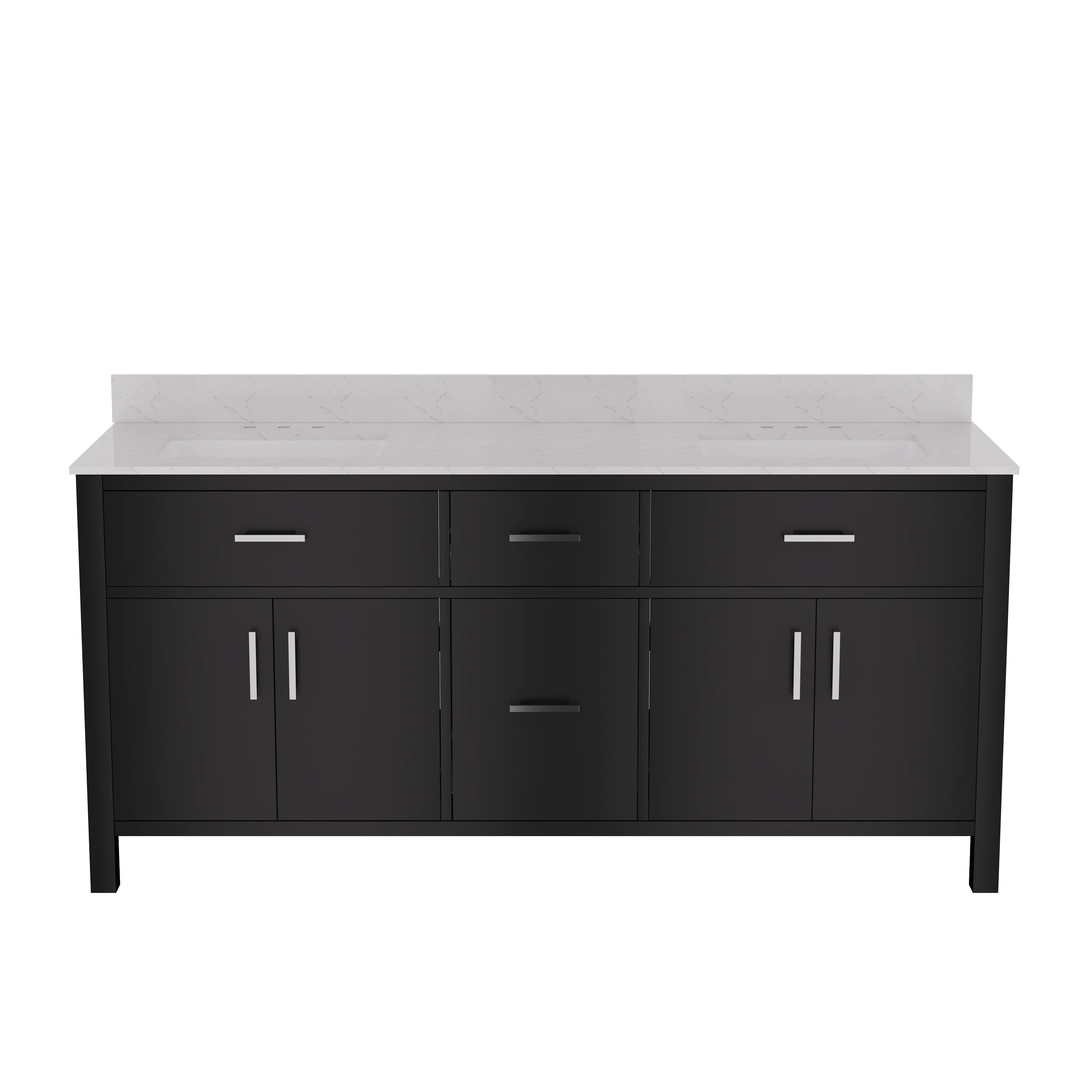 72" Pre-assembled Bathroom Vanity, with Soft Closing and Splash Guard, Natural Black.