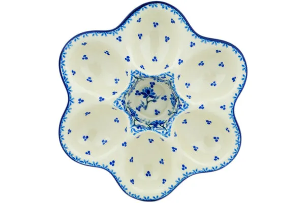 8" Egg Plate - Blue Grapevine