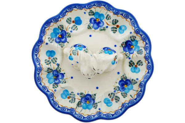 8" Egg Plate - Blue Pansy