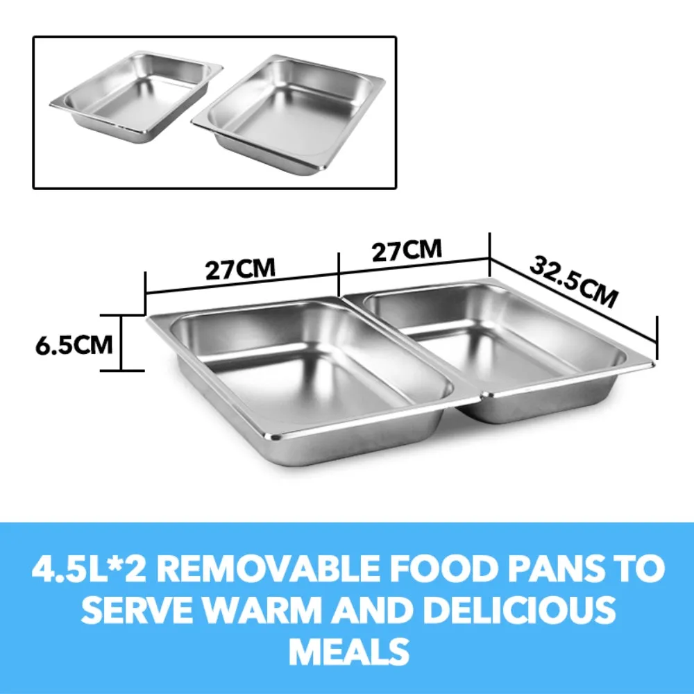 9L Stainless Chafing Dish Set Buffet Warmer with Fuel Holders