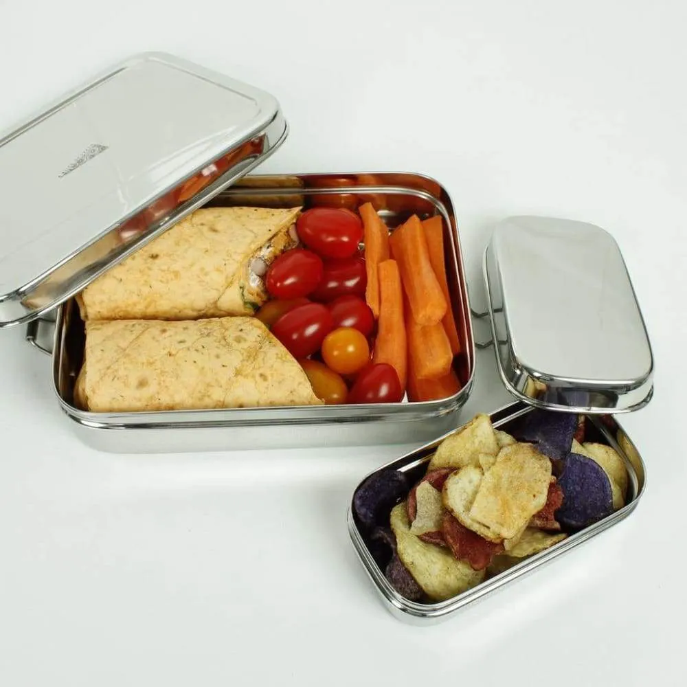 A Slice of Green Large Rectangle Stainless Steel Lunch Box with Mini Container