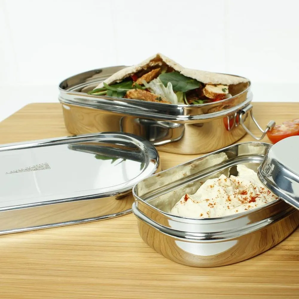 A Slice of Green Stainless Steel Oval Lunch Box with Mini Container