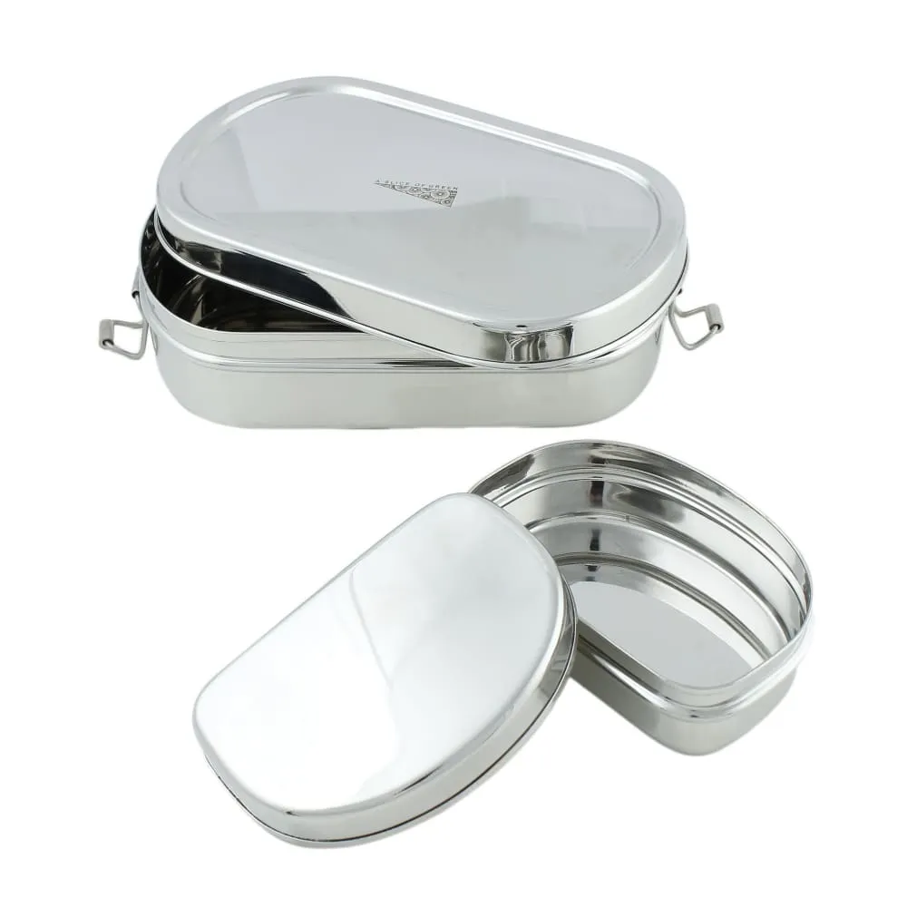 A Slice of Green Stainless Steel Oval Lunch Box with Mini Container