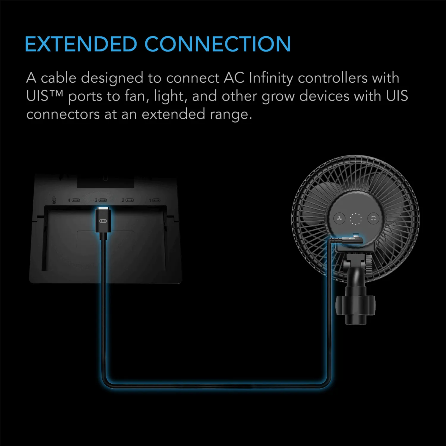 AC Infinity UIS to UIS Extension Cable, L-Shaped Male to Male, 10 ft.