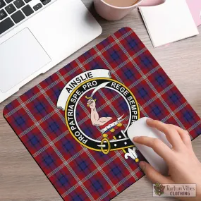 Ainslie Tartan Mouse Pad with Family Crest