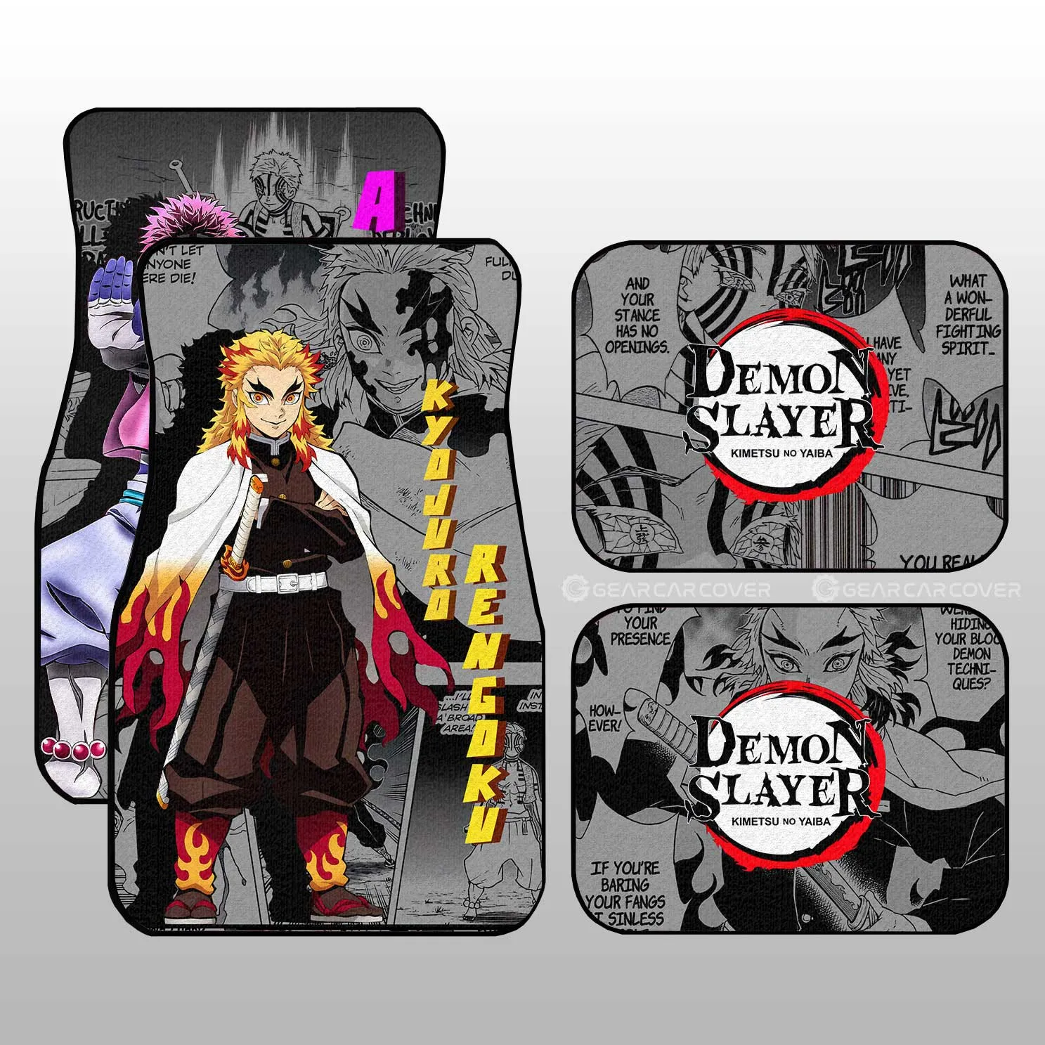 Akaza And Rengoku Car Floor Mats Custom Mix Mangas