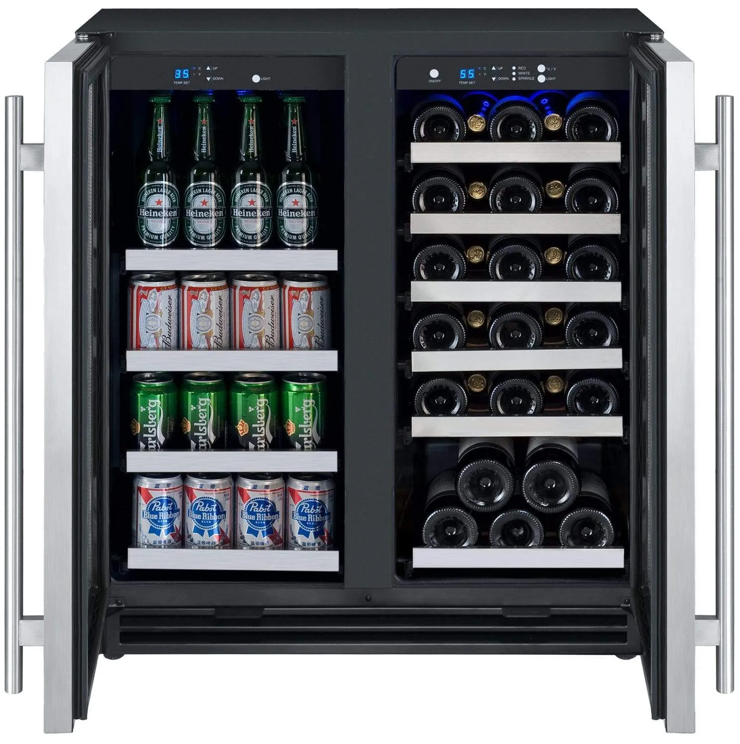 Allavino FlexCount II Tru-Vino 1.0 Amps 30 Bottle/88 Can Dual Zone Beverage/Wine Fridge VSWB30-2SF20