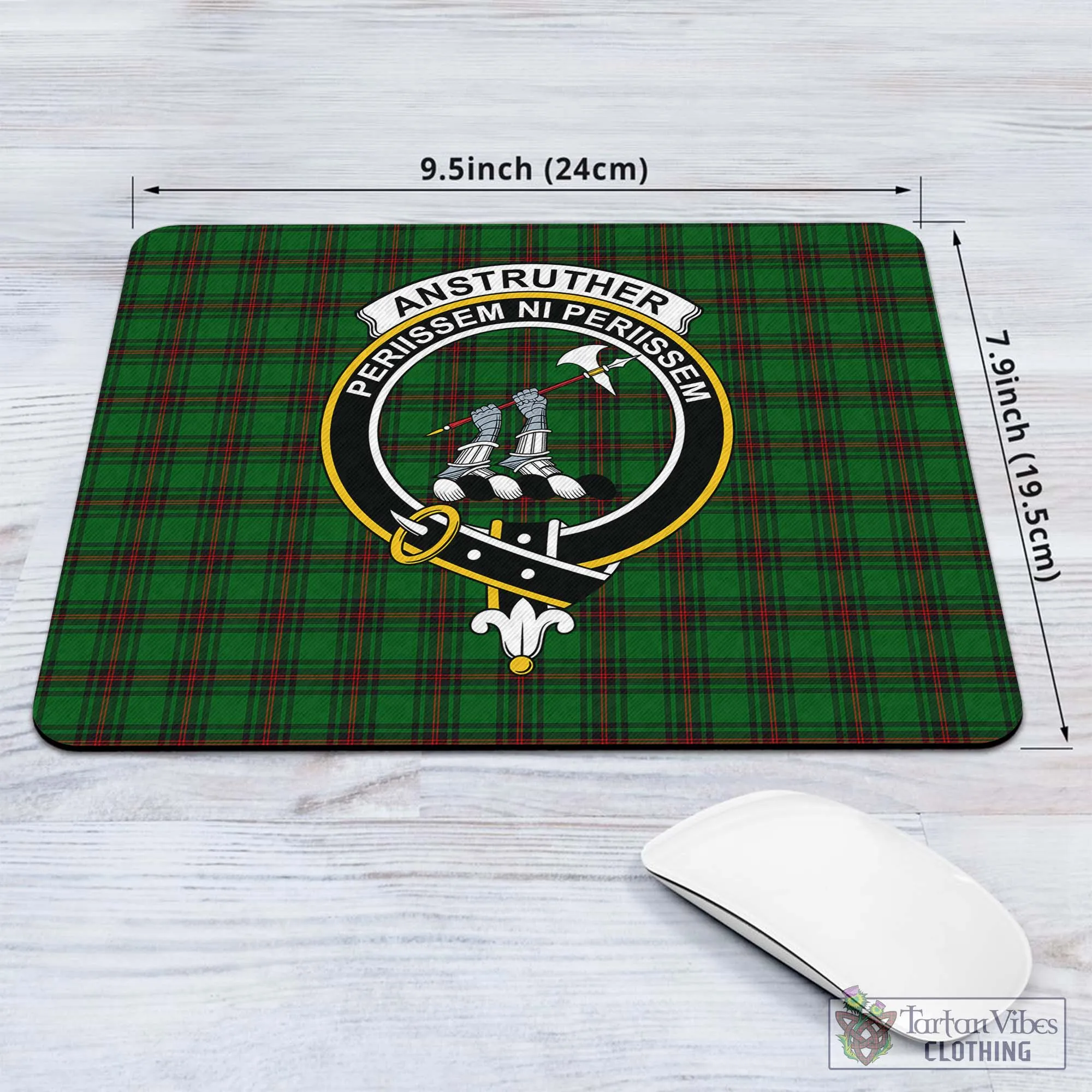 Anstruther Tartan Mouse Pad with Family Crest