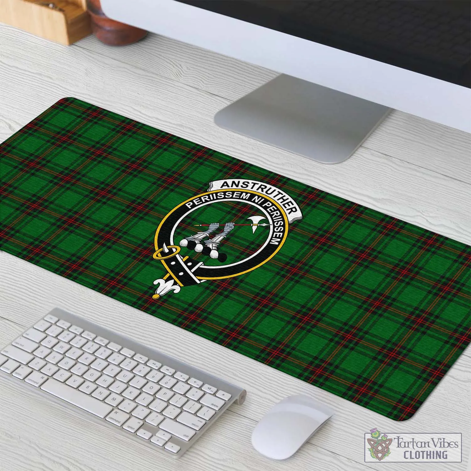 Anstruther Tartan Mouse Pad with Family Crest