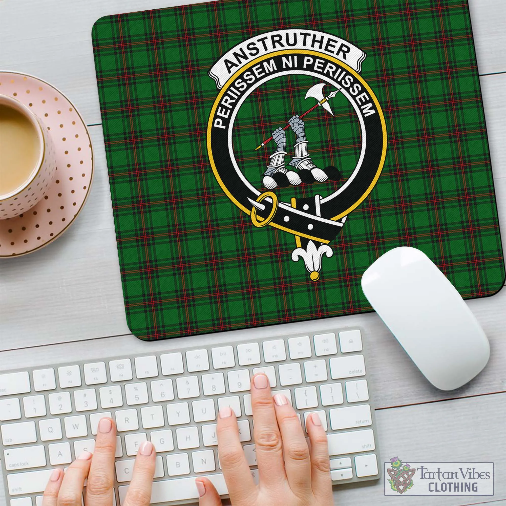 Anstruther Tartan Mouse Pad with Family Crest