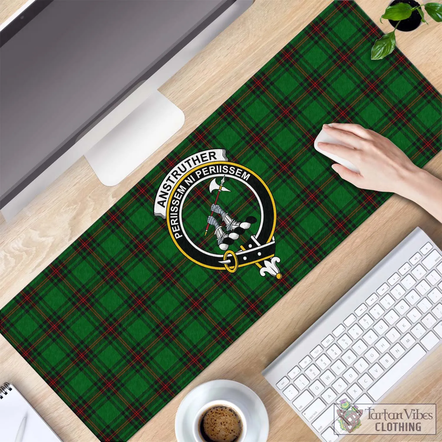 Anstruther Tartan Mouse Pad with Family Crest