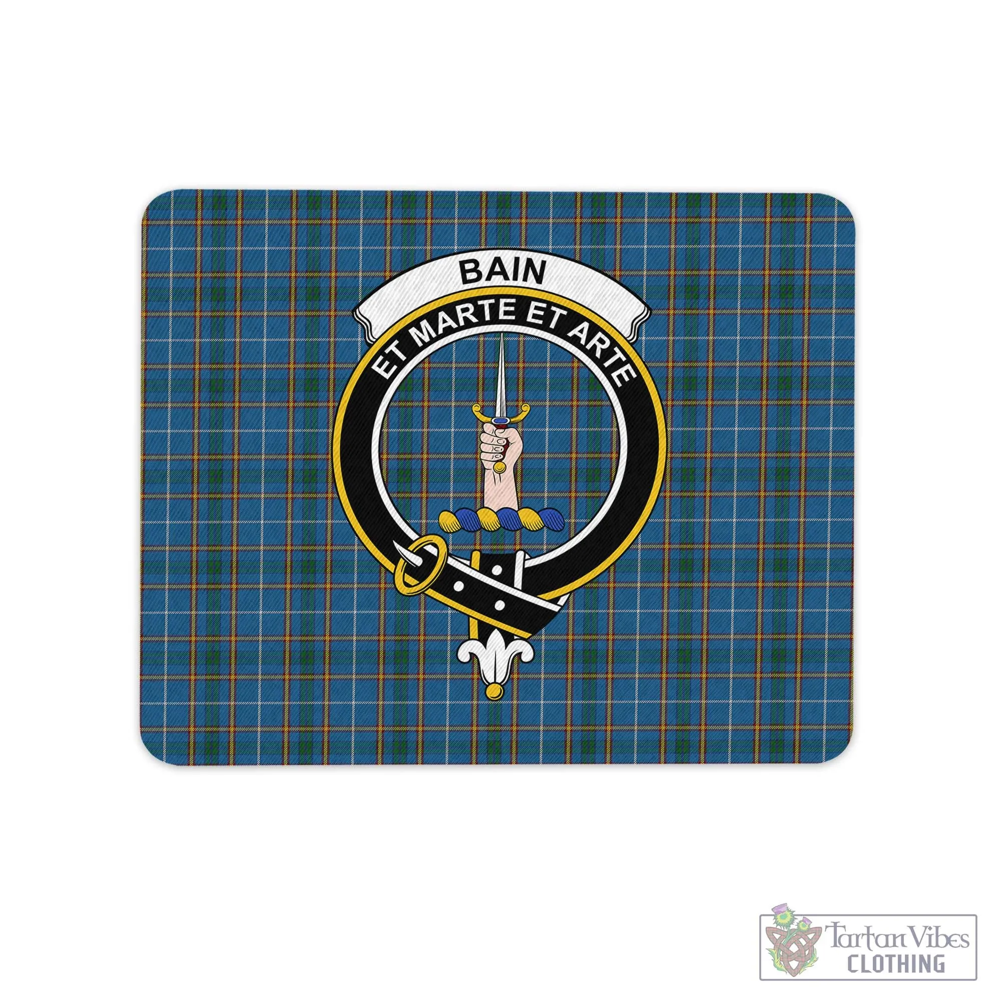 Bain Tartan Mouse Pad with Family Crest