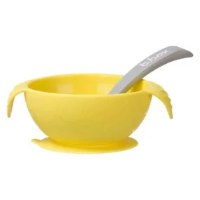 B.Box First Feeding Bowl Suction Set with Spoon- Yellow Grey