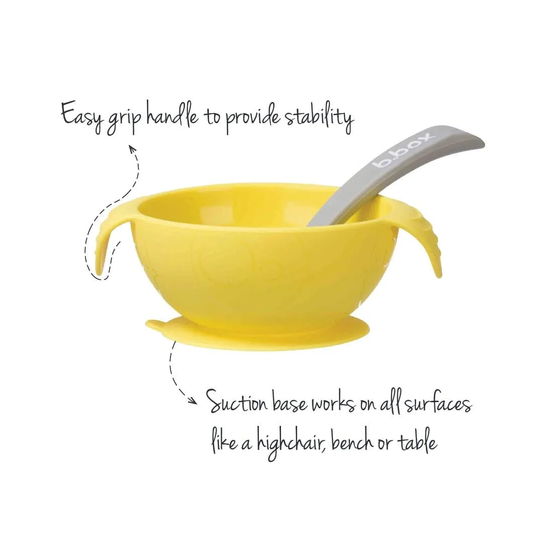 B.Box First Feeding Bowl Suction Set with Spoon- Yellow Grey