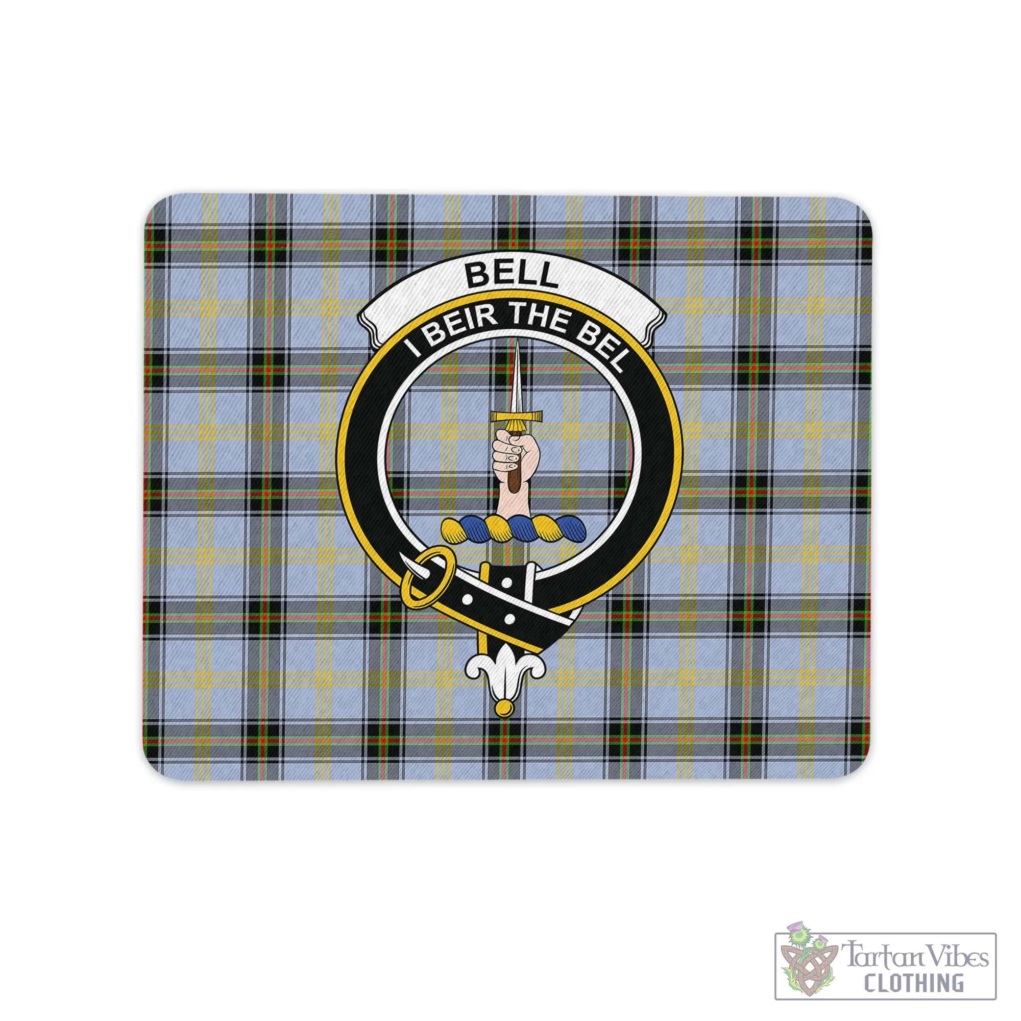 Bell Tartan Mouse Pad with Family Crest