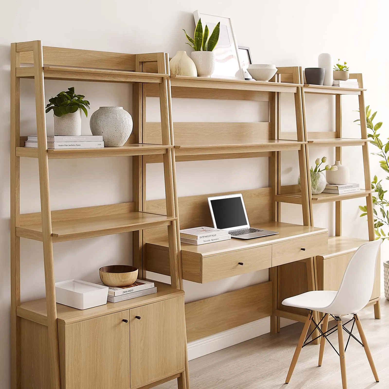 Bixby 3-Piece Wood Office Desk and Bookshelf by Modway