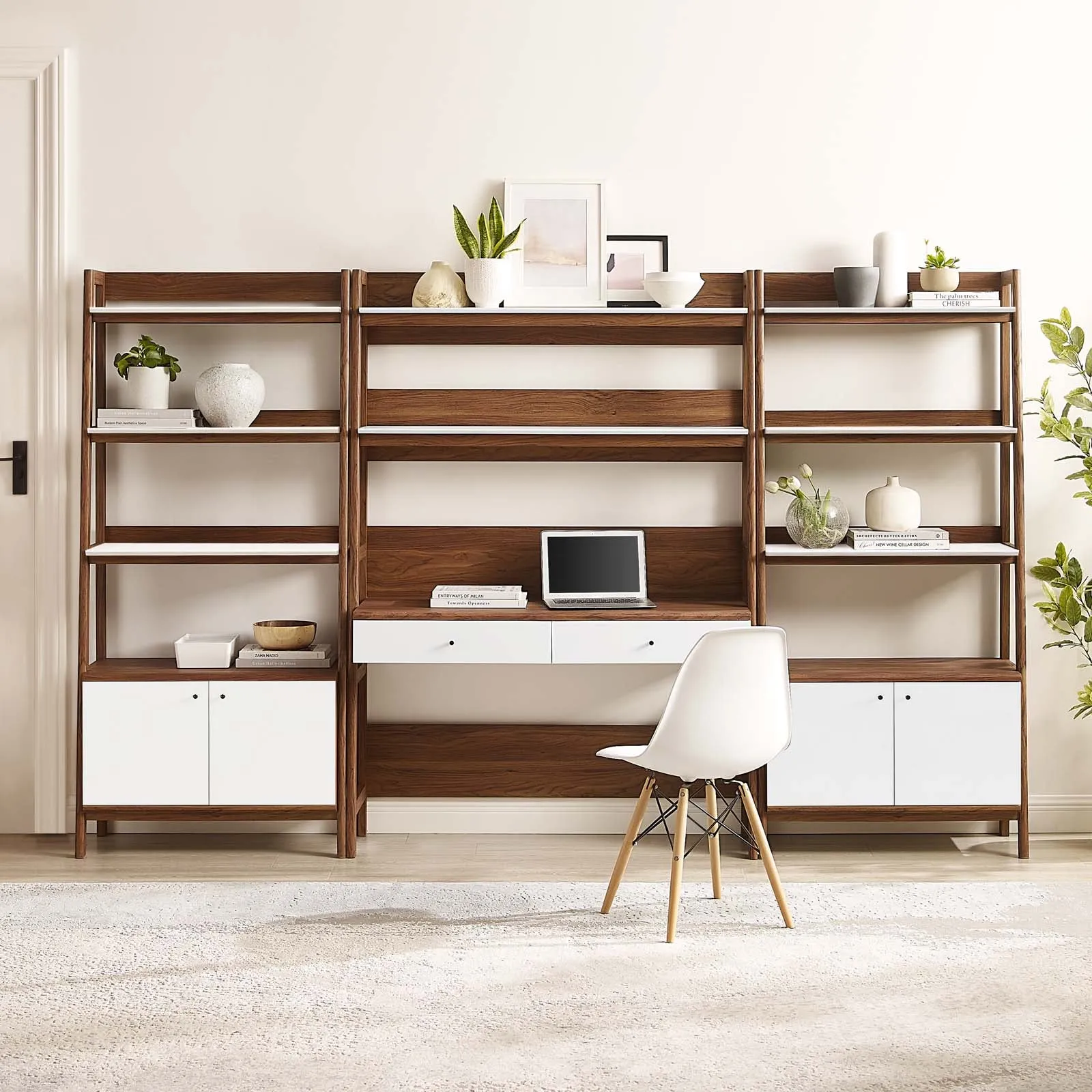 Bixby 3-Piece Wood Office Desk and Bookshelf by Modway