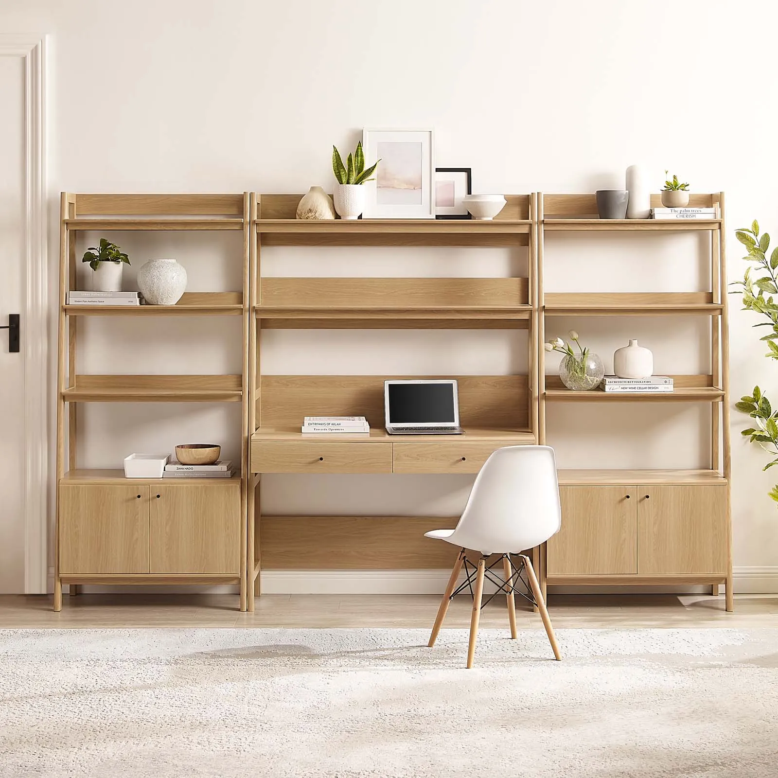 Bixby 3-Piece Wood Office Desk and Bookshelf by Modway