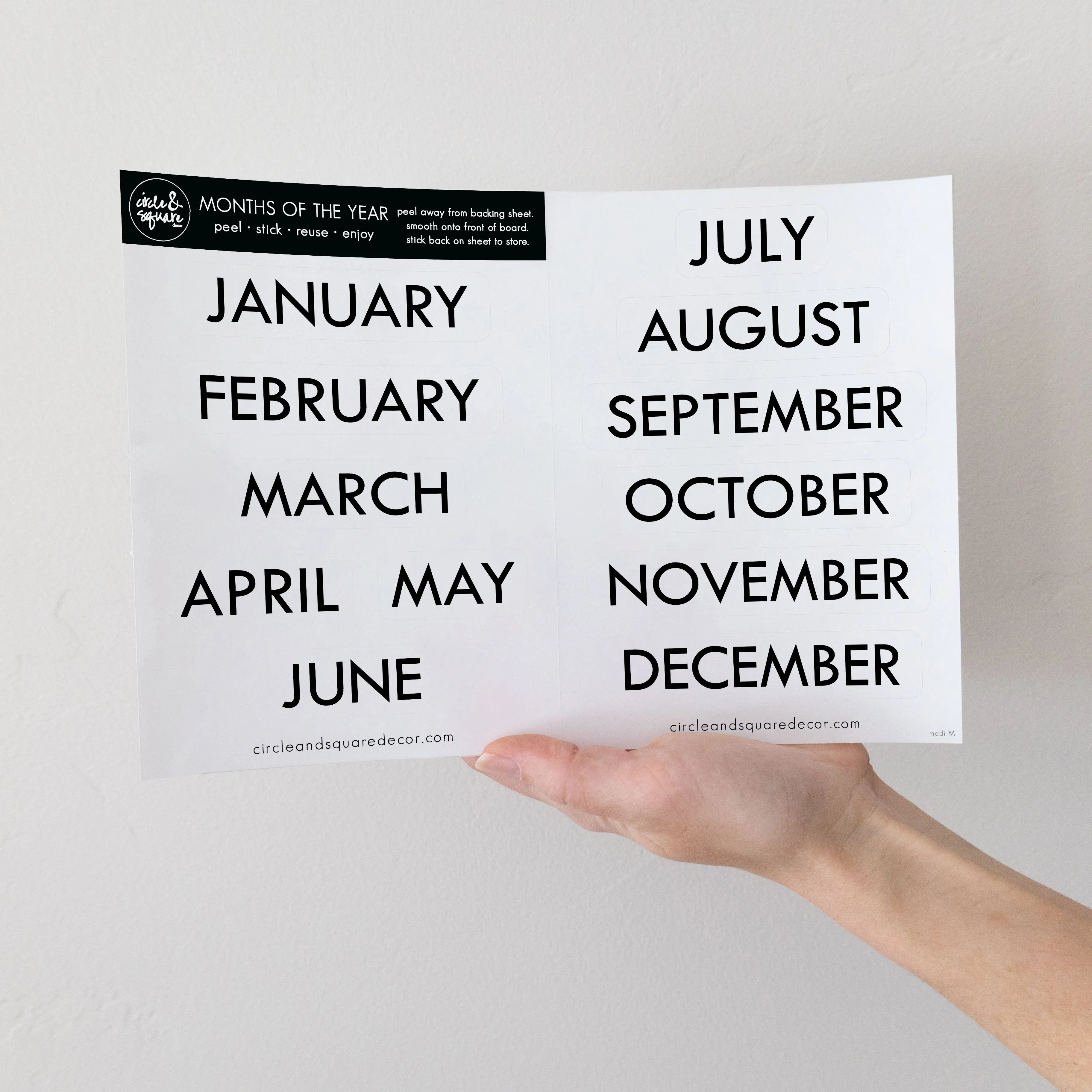 Board Stickies Months & Numbers | Madi Bold Style