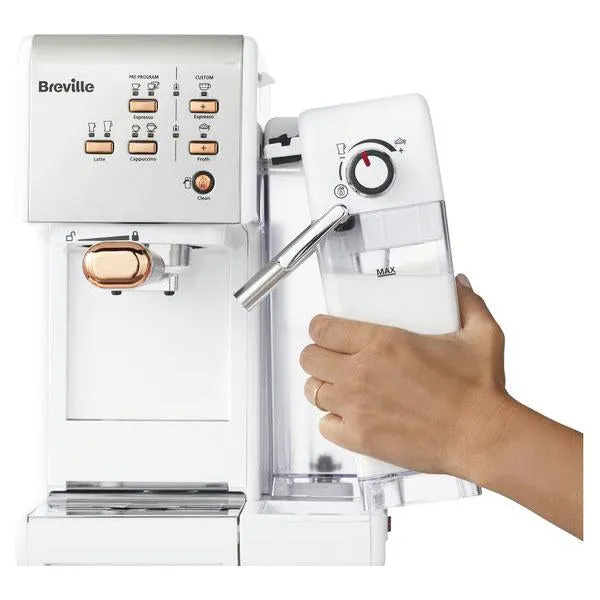 BREVILLE One-Touch Coffee Machine (White & Rose Gold) VCF108--- clearance