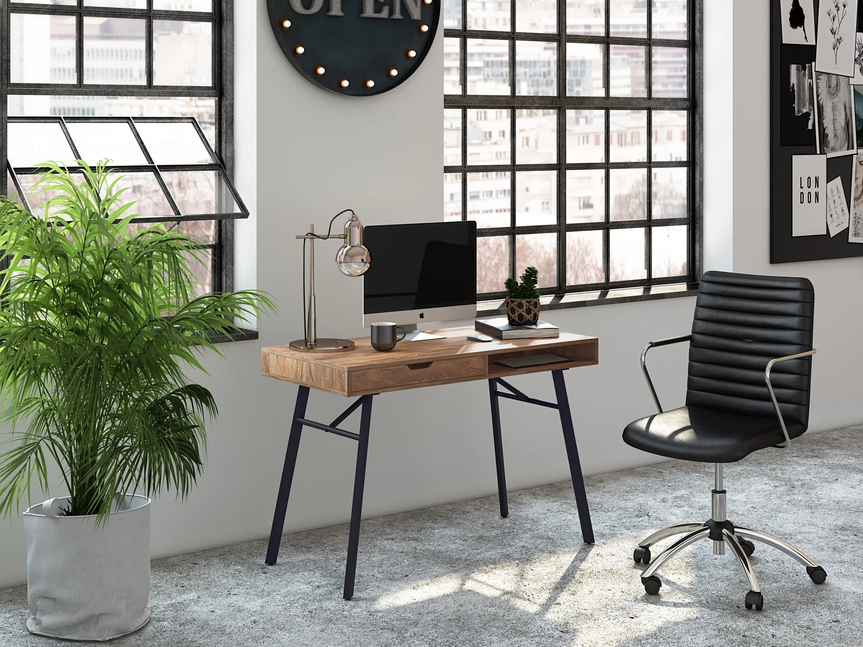 Brown Natural Wood Desk