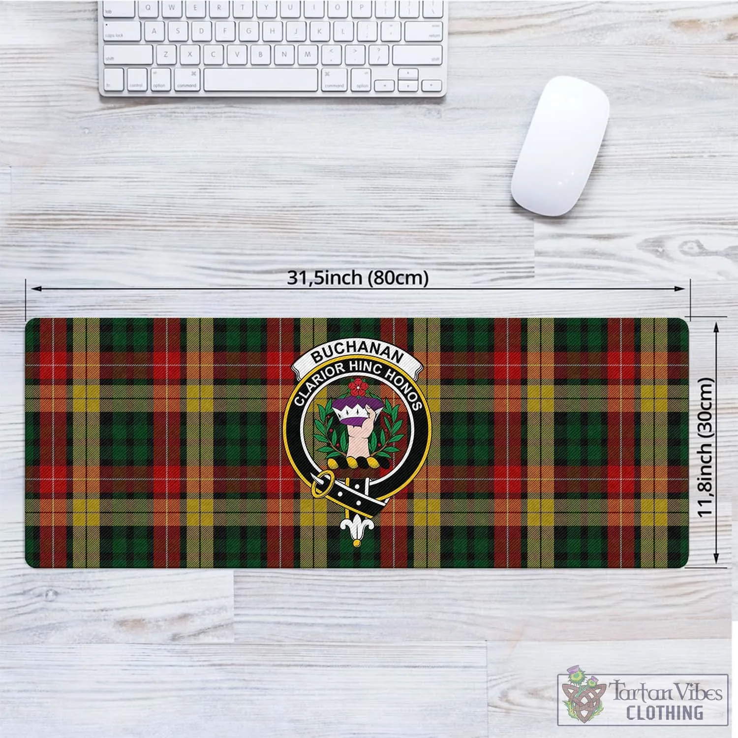 Buchanan Tartan Mouse Pad with Family Crest