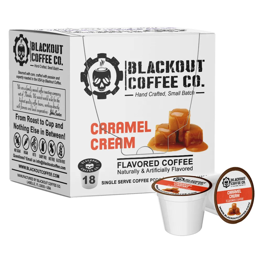 CARAMEL CREAM FLAVORED COFFEE PODS 18CT