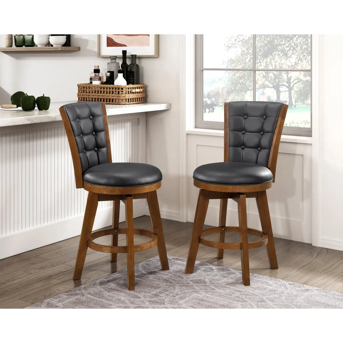 Chestnut Swivel Counter Height Chair - Set of 2