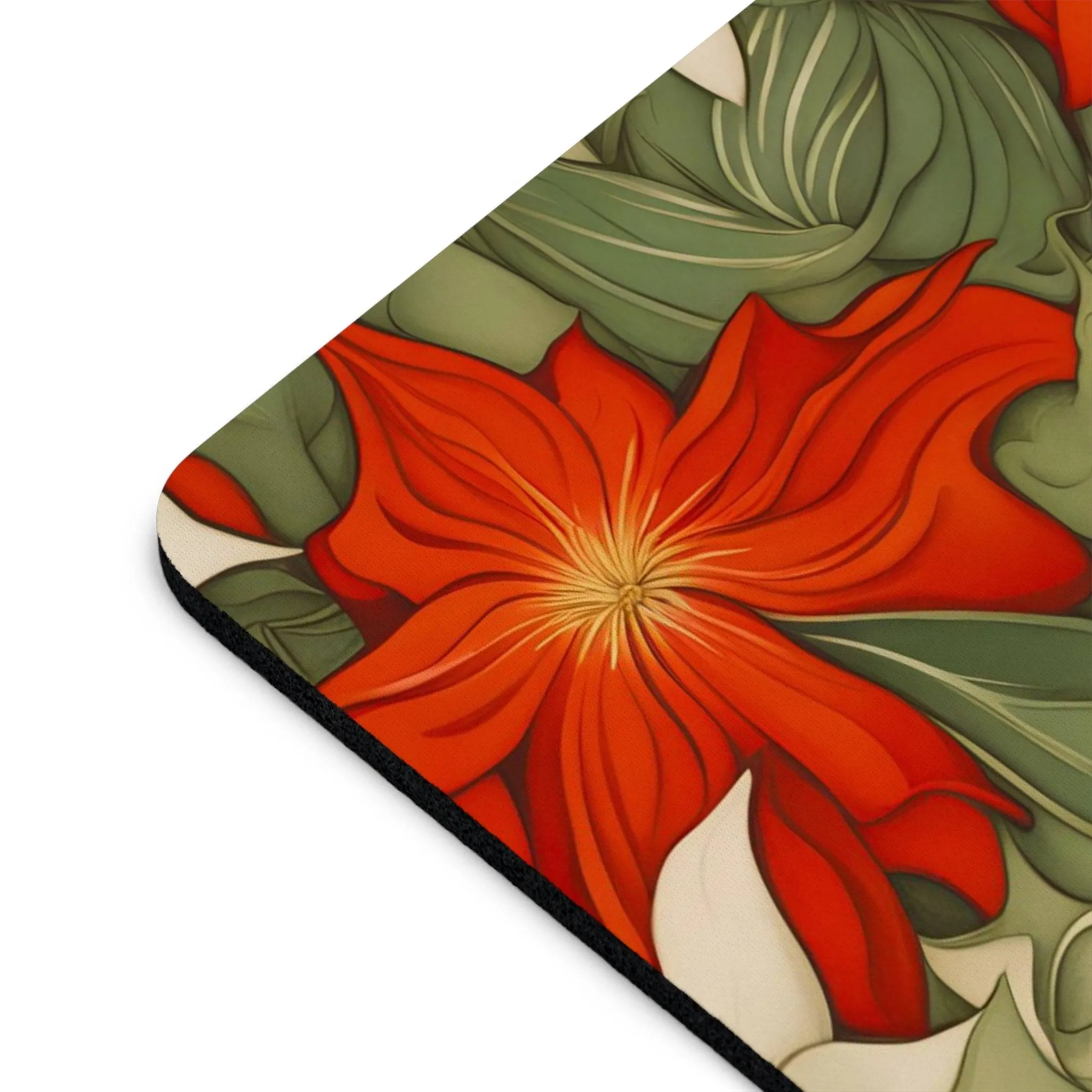 Computer Mouse Pad with Non-slip rubber bottom for Home or Office - Christmas Flowers