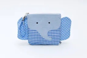 Cotton Snack Bag - Charlie Blue Gingham Elephant