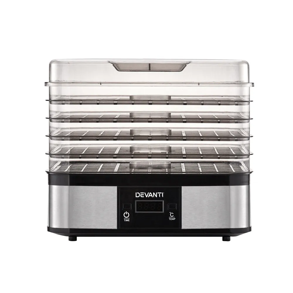 Devanti Food Dehydrator with 5 Trays - Silver