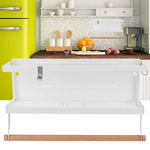 EXCLUZO Magnetic Kitchen Organizer, Large Capacity Foldable Magnetic Storage Holder Multifunction Stylish for Metal Surfaces for Fridges for File Cabinets(White)