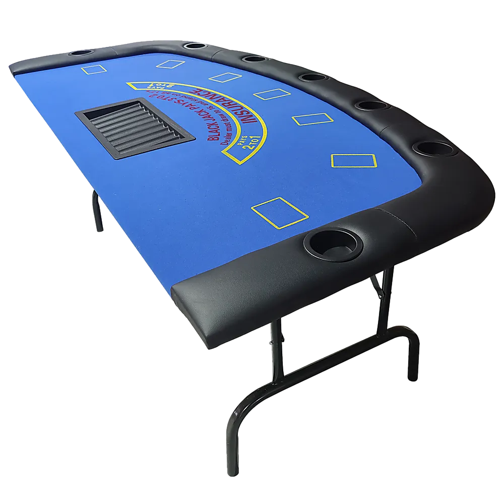 Foldable 7-Player Poker & Blackjack Table w/Cup Holders