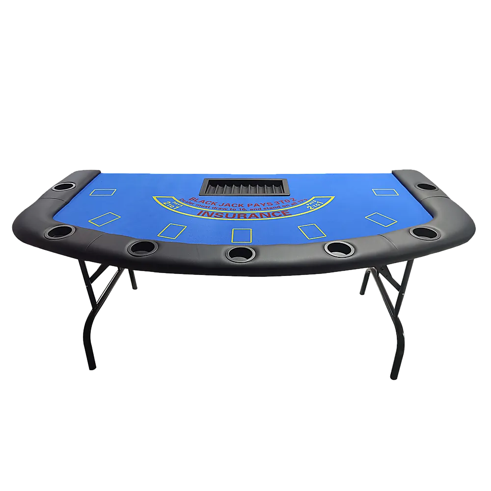 Foldable 7-Player Poker & Blackjack Table w/Cup Holders