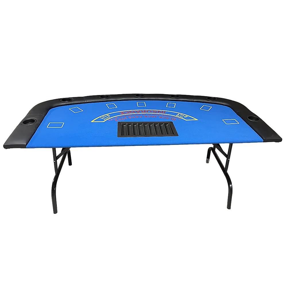 Foldable 7-Player Poker & Blackjack Table w/Cup Holders