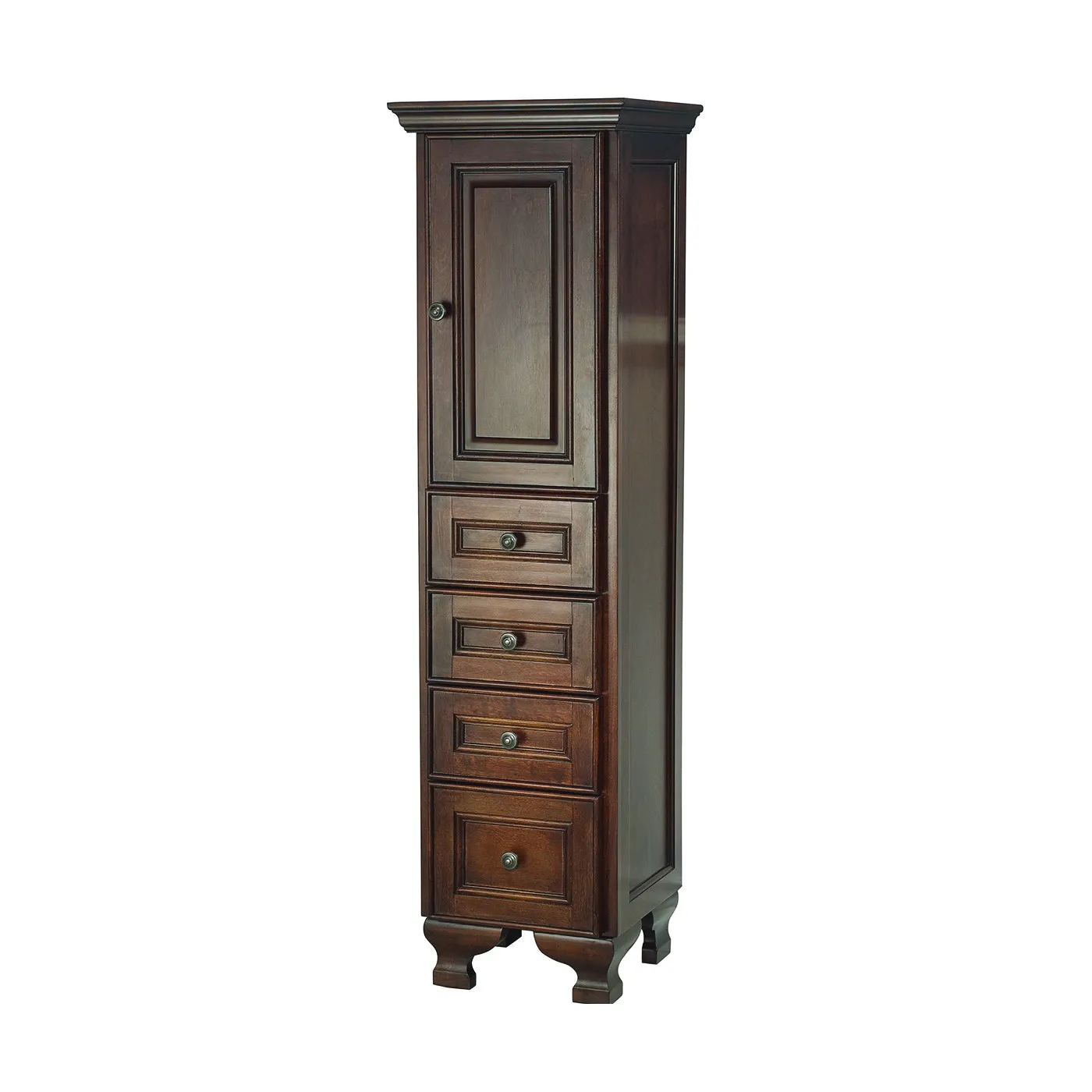 Foremost HANT1556 Floor Cabinet, 1-Door, 1-Shelf, 4-Drawer, Linen/Wood, Dark Walnut